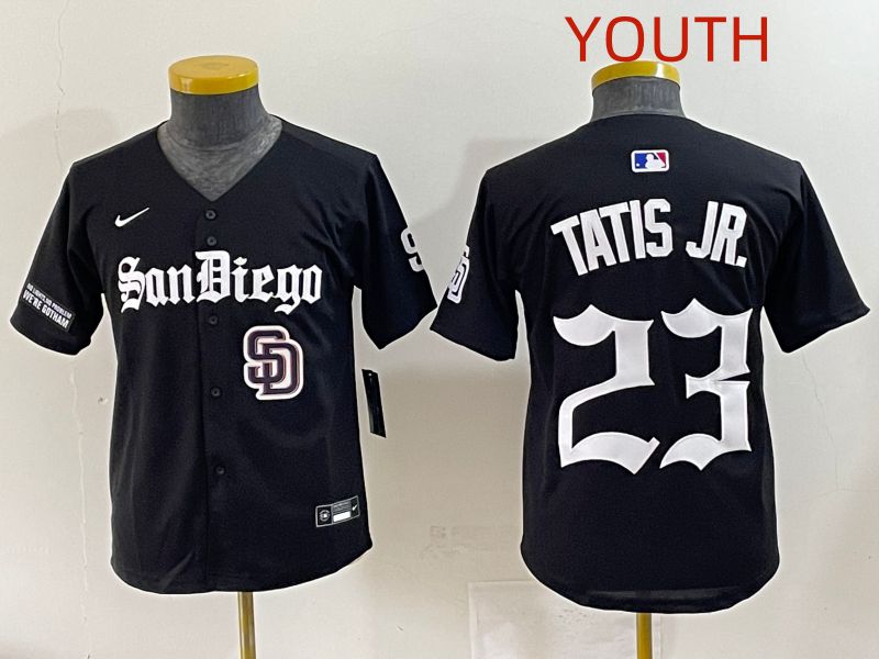 Youth 2025 San Diego Padres #23 Tatis jr Black Five generations Joint Name Nike MLB Jersey style 18